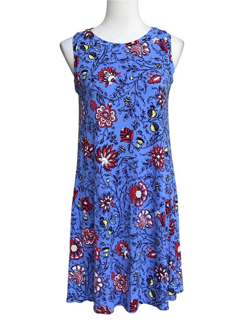 Loft Blue Floral Sleeveless Shift Dress